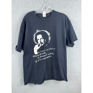 Einstein Mind is Like a Parachute Shirt Men's XL Black Short Sleeve Tee Nerdcore
